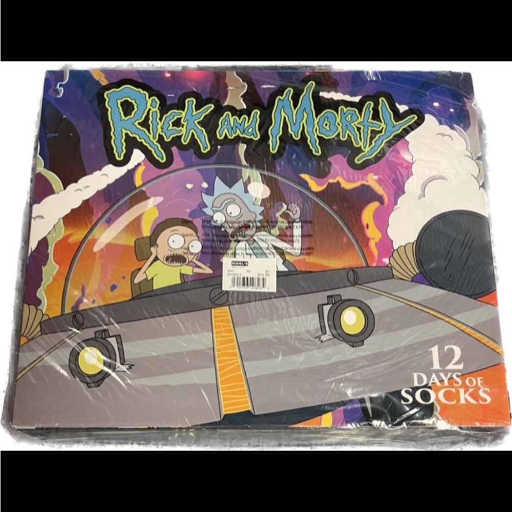 Rick And Morty 12 Days of Socks Fits Shoe Size 6-12 Teen Adult NEW NIB Sealed